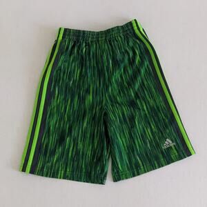 Adidas Boys Size 7X Green Athletic Shorts Mesh 3 Stripe